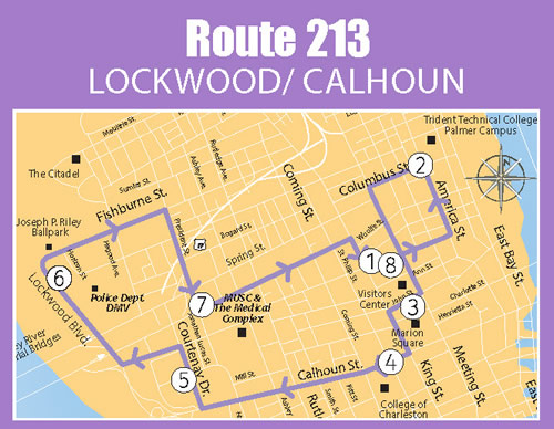 Fun things to do in Charleston : Dash Map Route 213.  