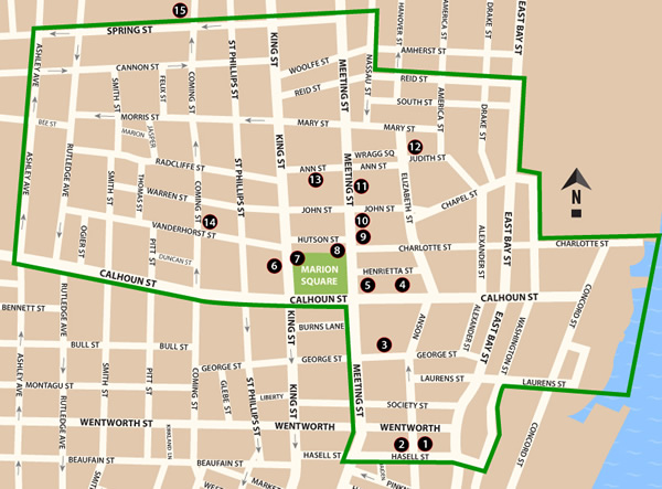 Fun things to do in Charleston : Map of 'The Boroughs' District. 