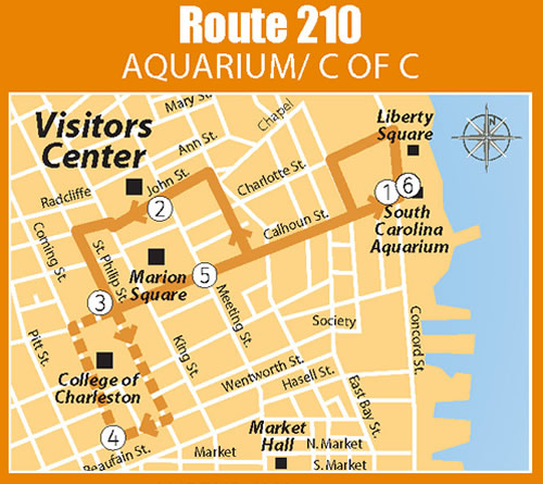 Fun things to do in Charleston : Dash Map Route 210.  